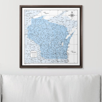 Push Pin Wisconsin Map (Pin Board) - Light Blue Color Splash CM Pin Board