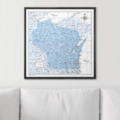 Push Pin Wisconsin Map (Pin Board) - Light Blue Color Splash CM Pin Board