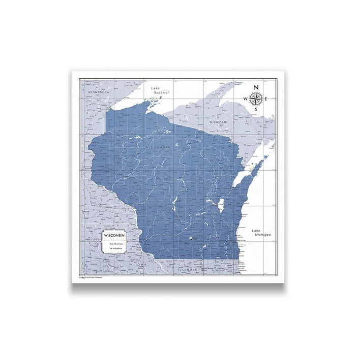 Push Pin Wisconsin Map (Pin Board) - Navy Color Splash CM Pin Board