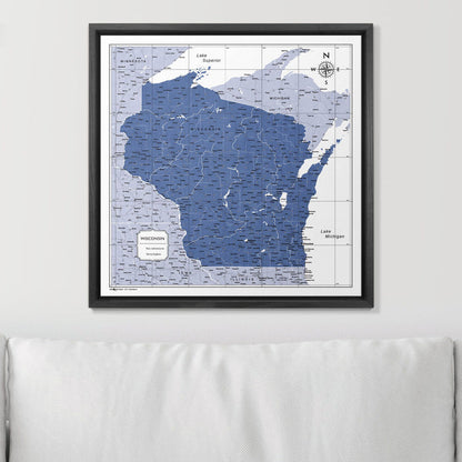 Push Pin Wisconsin Map (Pin Board) - Navy Color Splash CM Pin Board