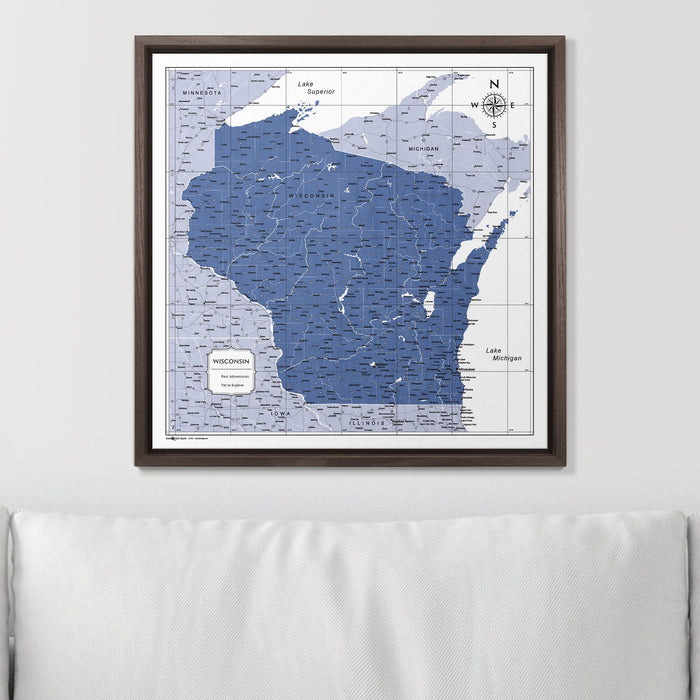 Push Pin Wisconsin Map (Pin Board) - Navy Color Splash CM Pin Board
