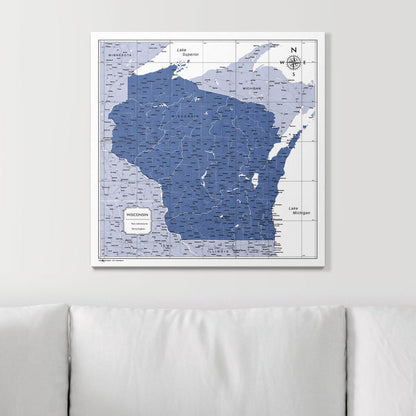 Push Pin Wisconsin Map (Pin Board) - Navy Color Splash CM Pin Board