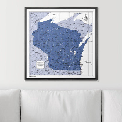 Push Pin Wisconsin Map (Pin Board) - Navy Color Splash CM Pin Board