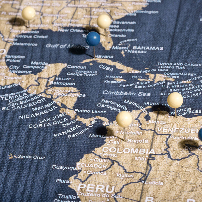 Push Pin World Map - Deep-Sea Drift CM Pin Board