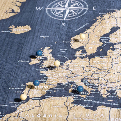 Push Pin World Map - Deep-Sea Drift CM Pin Board