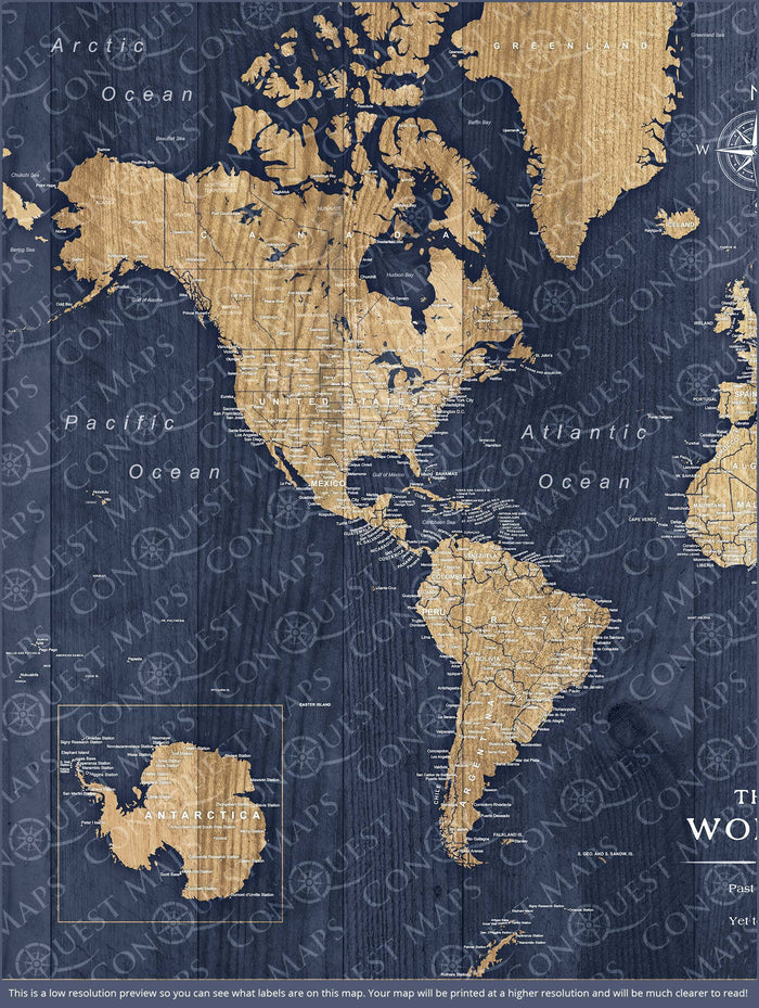 Push Pin World Map - Deep-Sea Drift CM Pin Board