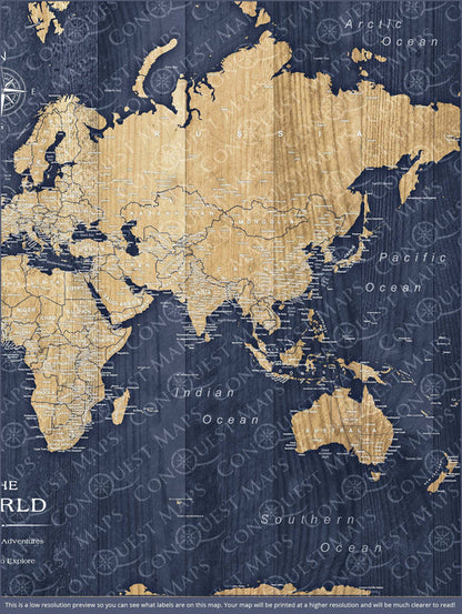 Push Pin World Map - Deep-Sea Drift CM Pin Board