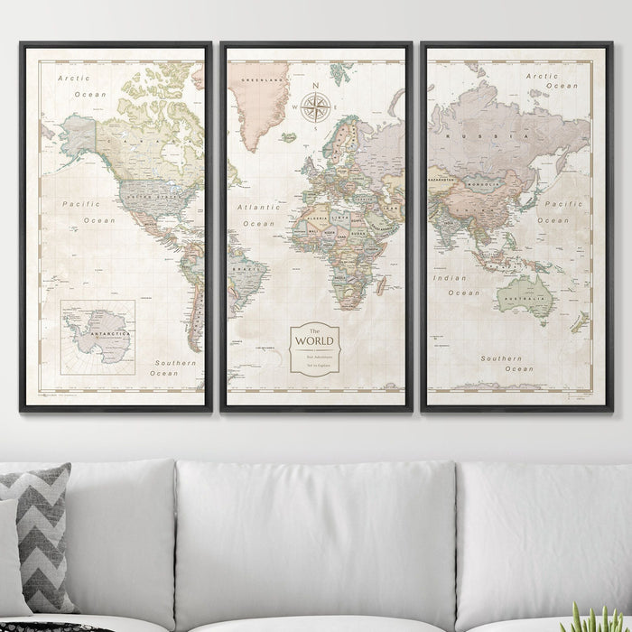 54" x 36" 3-Panel / Standard / Wood Grain Black