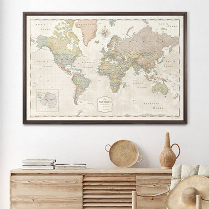 Push Pin World Map - Desert Sunrise CM Pin Board