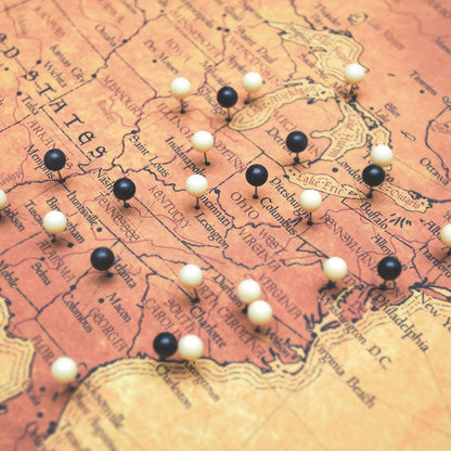 Push Pin World Map - Golden Aged - Overstock Sale CM Pin Board