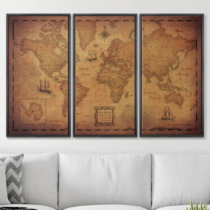 54" x 36" 3-Panel / Standard / Wood Grain Black