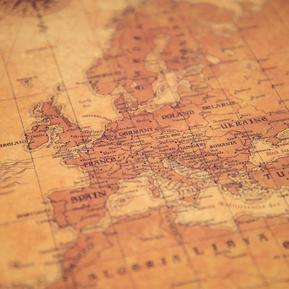 Push Pin World Map - Golden Aged - Overstock Sale CM Pin Board