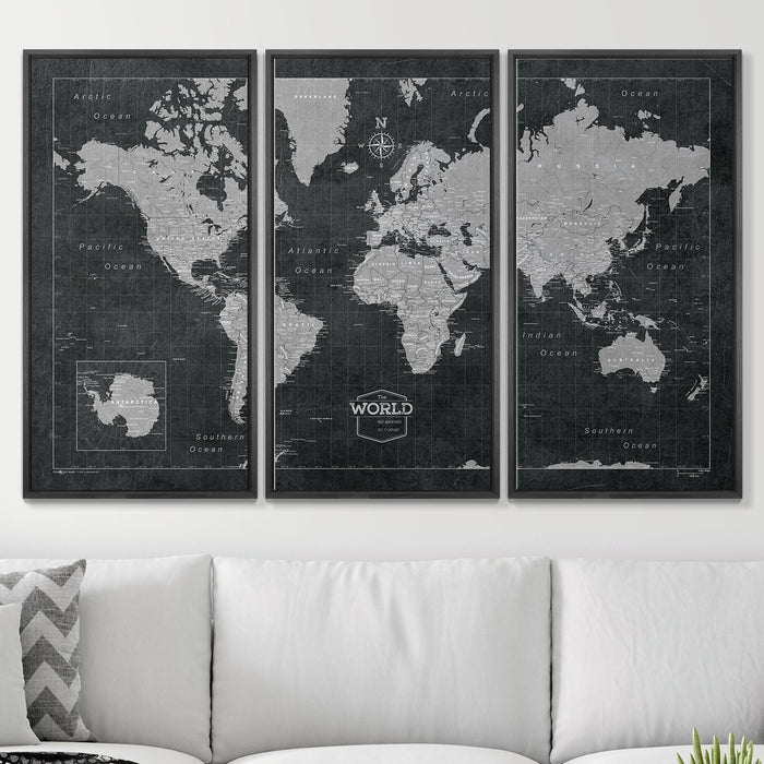 54" x 36" 3-Panel / Standard / Wood Grain Black