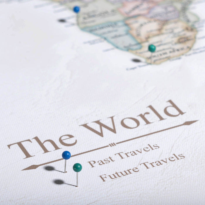 Push Pin World Map (Pin Board) - The Adventurer - Essentials Collection Conquest Maps LLC