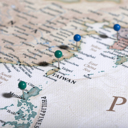 Push Pin World Map (Pin Board) - The Adventurer - Essentials Collection Conquest Maps LLC