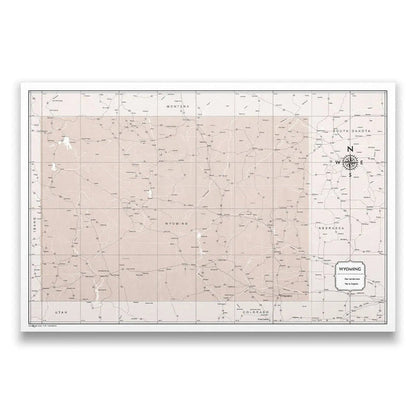 Push Pin Wyoming Map (Pin Board) - Light Brown Color Splash CM Pin Board
