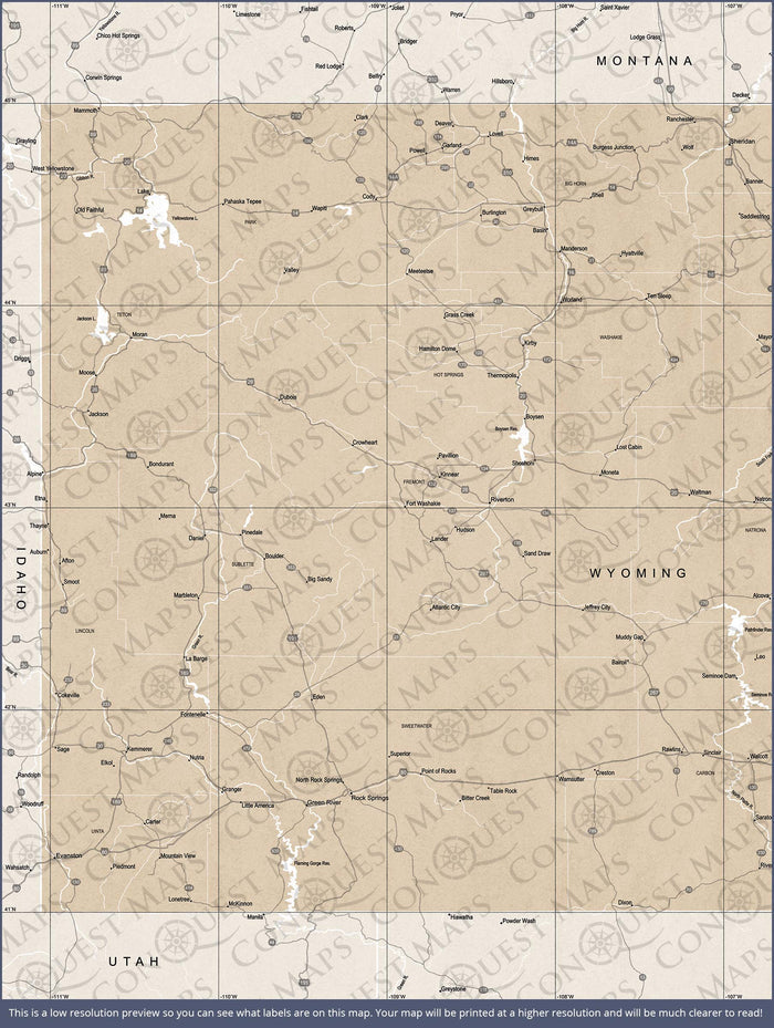 Push Pin Wyoming Map (Pin Board) - Light Brown Color Splash CM Pin Board