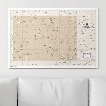 Push Pin Wyoming Map (Pin Board) - Light Brown Color Splash CM Pin Board