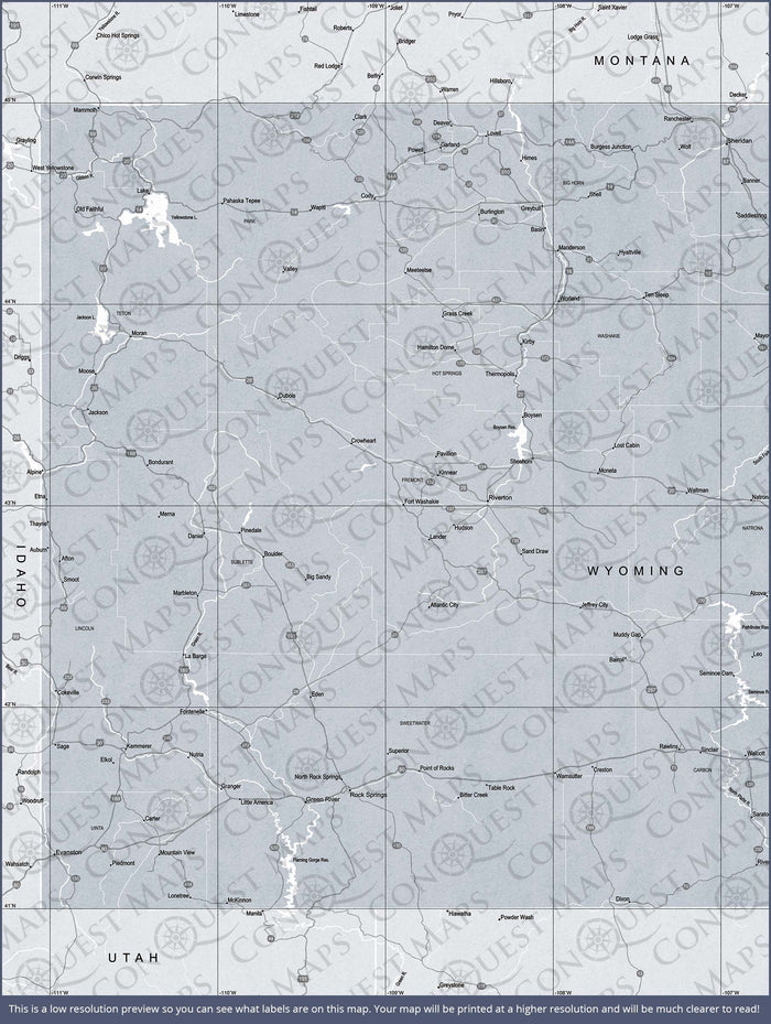 Push Pin Wyoming Map (Pin Board) - Light Gray Color Splash CM Pin Board