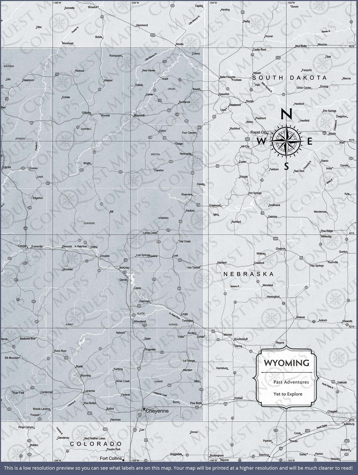 Push Pin Wyoming Map (Pin Board) - Light Gray Color Splash CM Pin Board