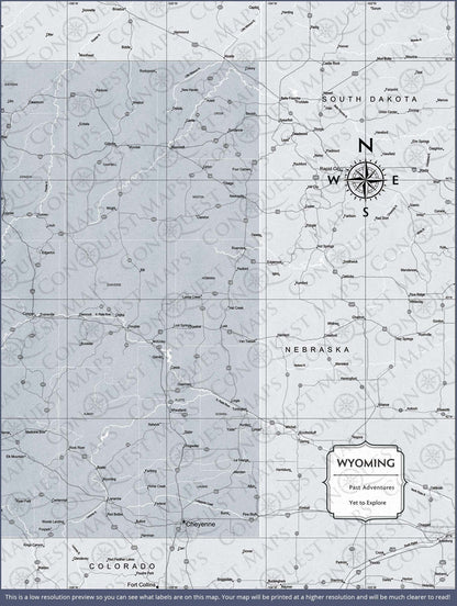 Push Pin Wyoming Map (Pin Board) - Light Gray Color Splash CM Pin Board