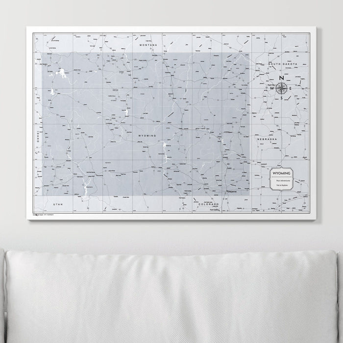 Push Pin Wyoming Map (Pin Board) - Light Gray Color Splash CM Pin Board