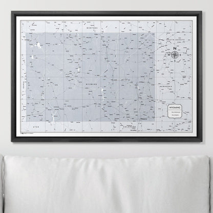 Push Pin Wyoming Map (Pin Board) - Light Gray Color Splash CM Pin Board