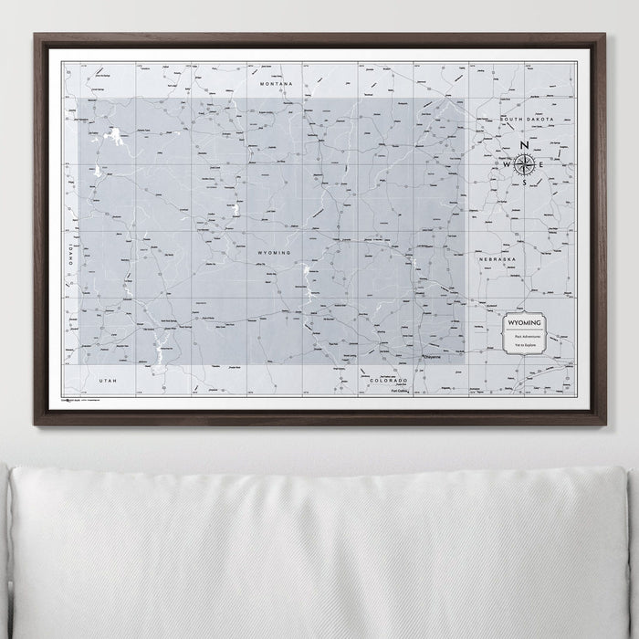 Push Pin Wyoming Map (Pin Board) - Light Gray Color Splash CM Pin Board