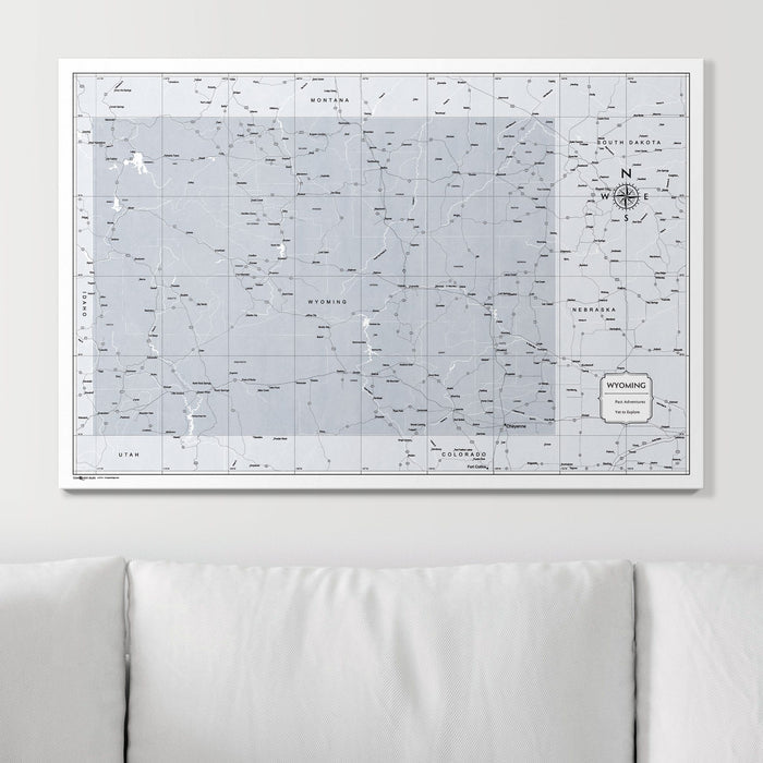 Push Pin Wyoming Map (Pin Board) - Light Gray Color Splash CM Pin Board