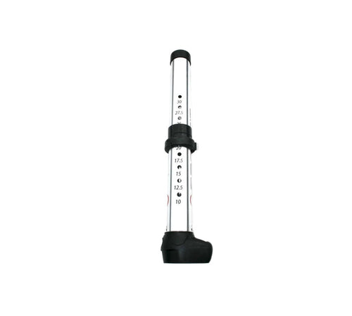 Adjustable paddleboard paddle with black grip and measurement markings