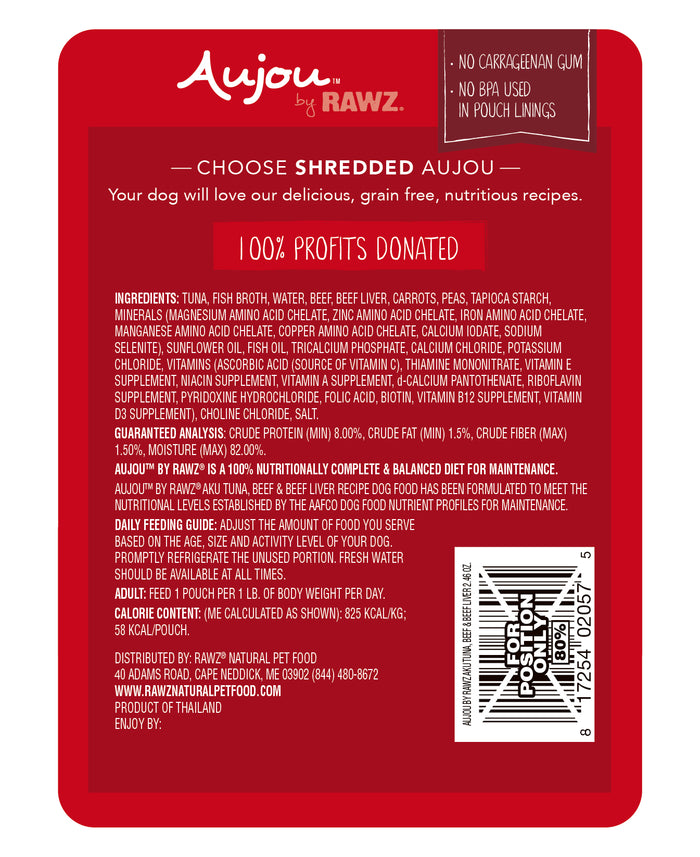 RAWZ Aujou Aku Tuna, Beef & Beef Liver Wet Dog Food