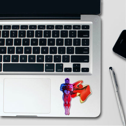 Red Cape Hero Figure Holographic Stickers - Holographic stickers | STICK IT UP