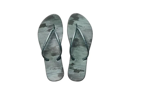Moor flip flops with camouflage pattern, ideal for beachwear and watersports in Whitstable, Kent.