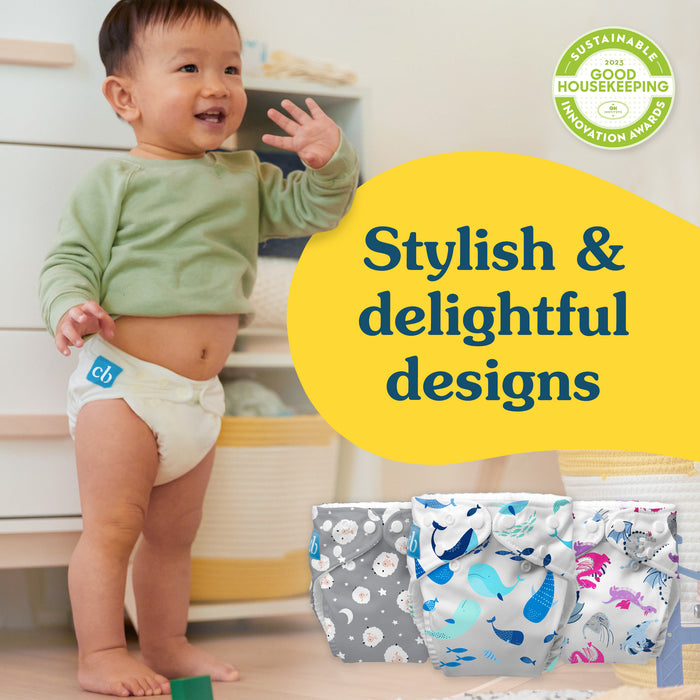 Reusable Cloth Diapers: One Size with Fleece (Pack of 3)