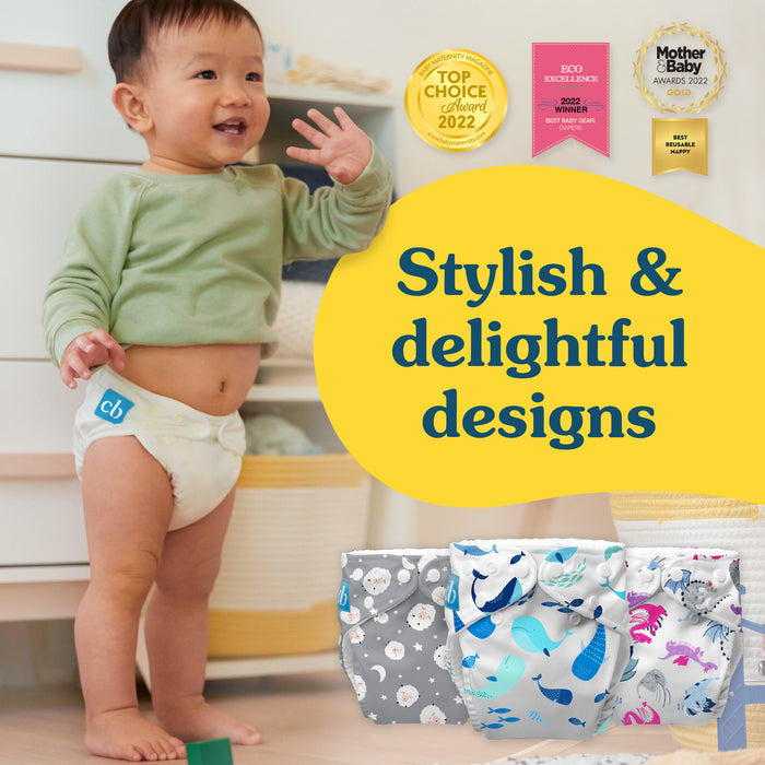 Reusable Cloth Diapers: One Size with Fleece (Pack of 3)
