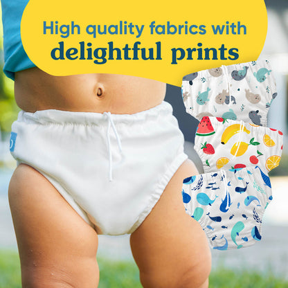 Reusable Swim Diaper Drawstring - The Whale on White
