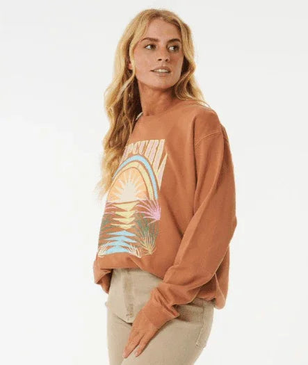 Rip Curl Glow Relaxed Crew Light Brown - Boardworx