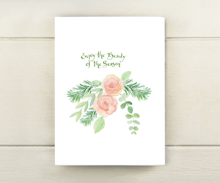 Roses & Greens Holiday Card