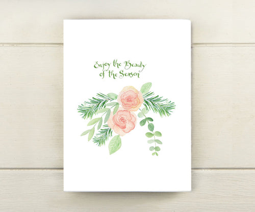 Roses & Greens Holiday Card