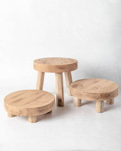 Round Reclaimed Wood Riser Stand | Made In USA: 4"