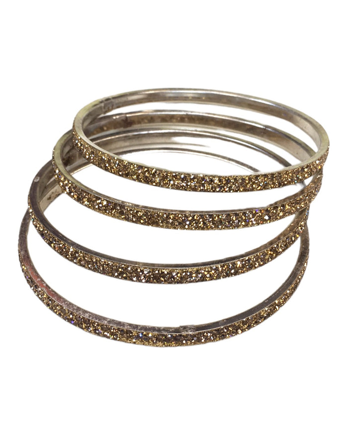 Set of 4 Antique Gold Stone Bangles - Bollywood, Weddings 2Line T 1022