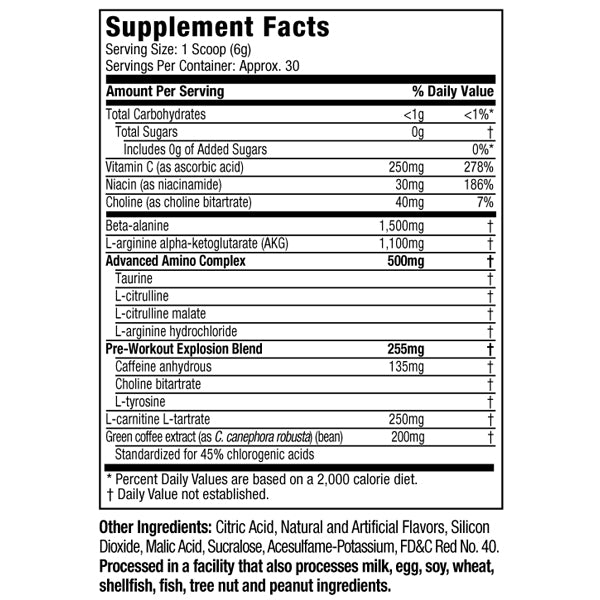 Six Star Pre-Workout Explosion 30 Servings