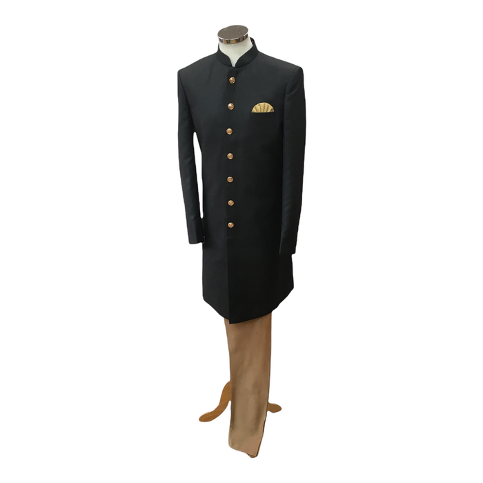 Size 36" - Mens Simple Black Sherwani with Gold Buttons - VL2109RP 0921