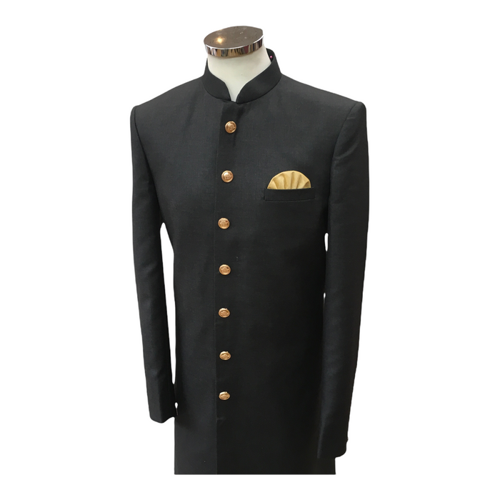 Size 36" - Mens Simple Black Sherwani with Gold Buttons - VL2109RP 0921