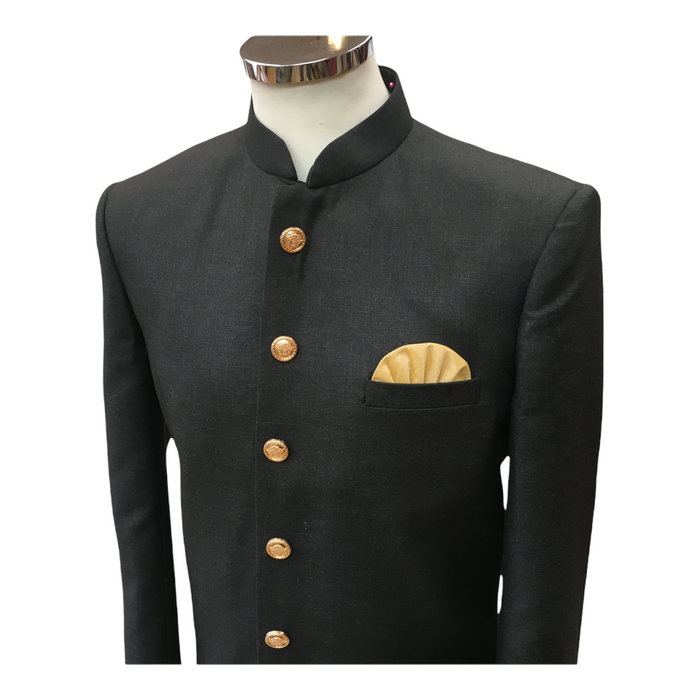 Size 36" - Mens Simple Black Sherwani with Gold Buttons - VL2109RP 0921