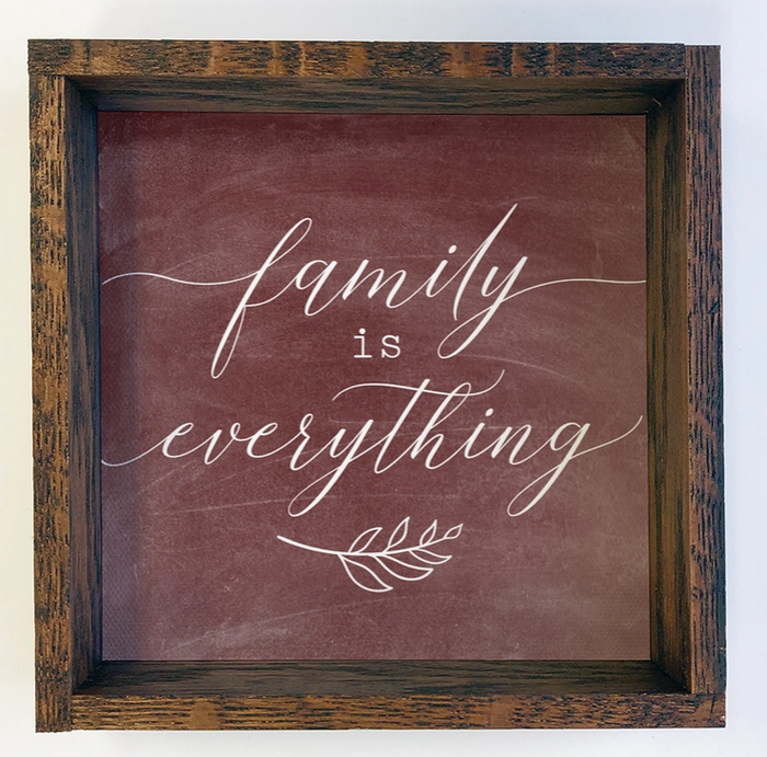 Small Shelf Sitting Canvas & Wood Sign Family Is Everything