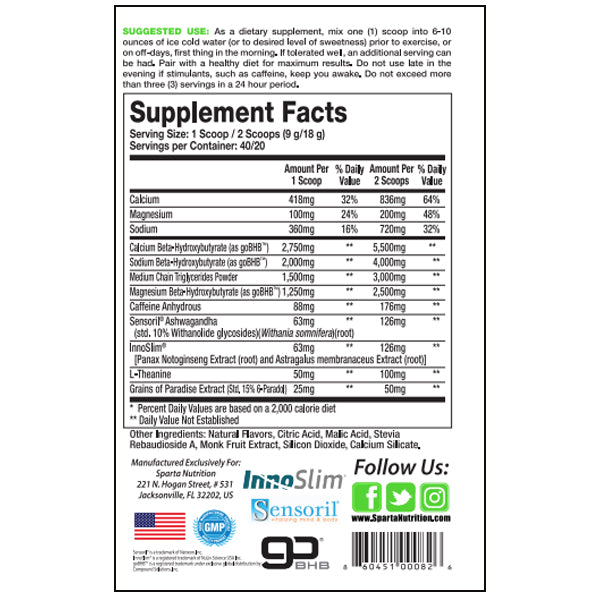 Sparta Keto Shred 40 Servings