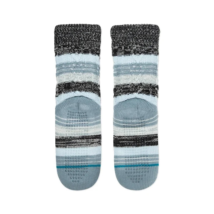 Smartwool striped grip socks with blue and black design for watersports