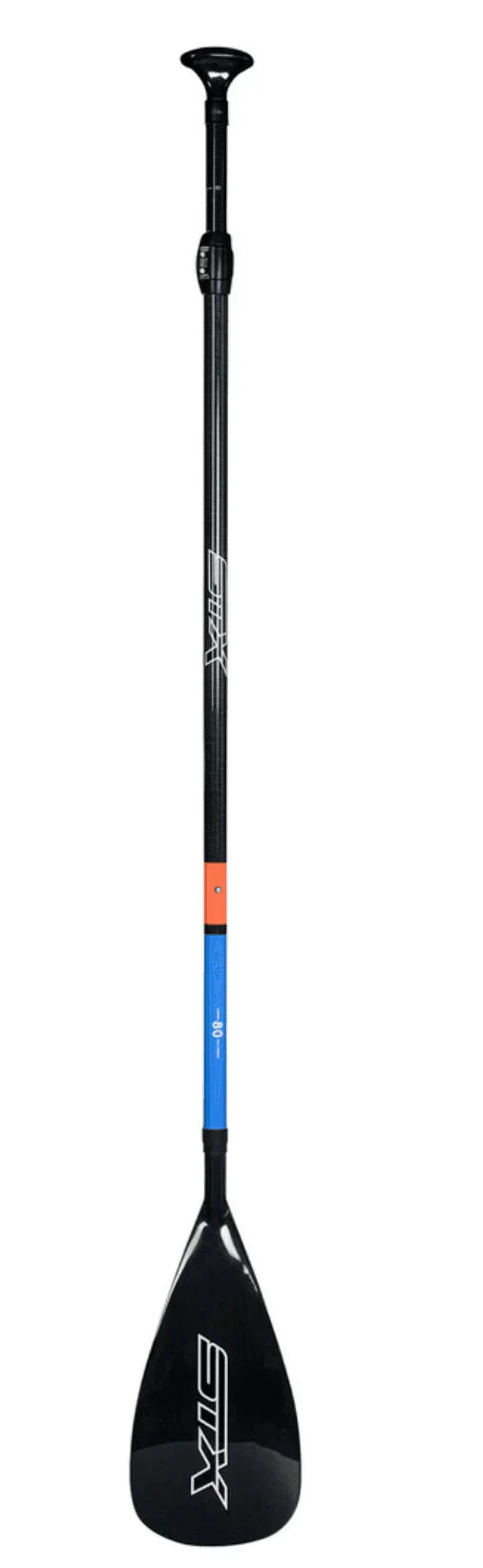 STX Carbon 80 Percent 3 Piece SUP paddle with black blade and blue shaft