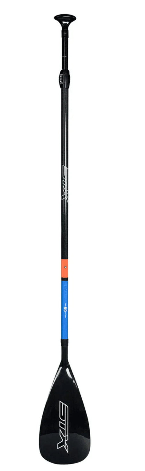 STX Carbon 80 Percent 3 Piece SUP paddle with black blade and blue shaft